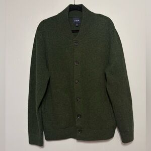 J. Crew Men's Dark Olive Green Button Cardigan